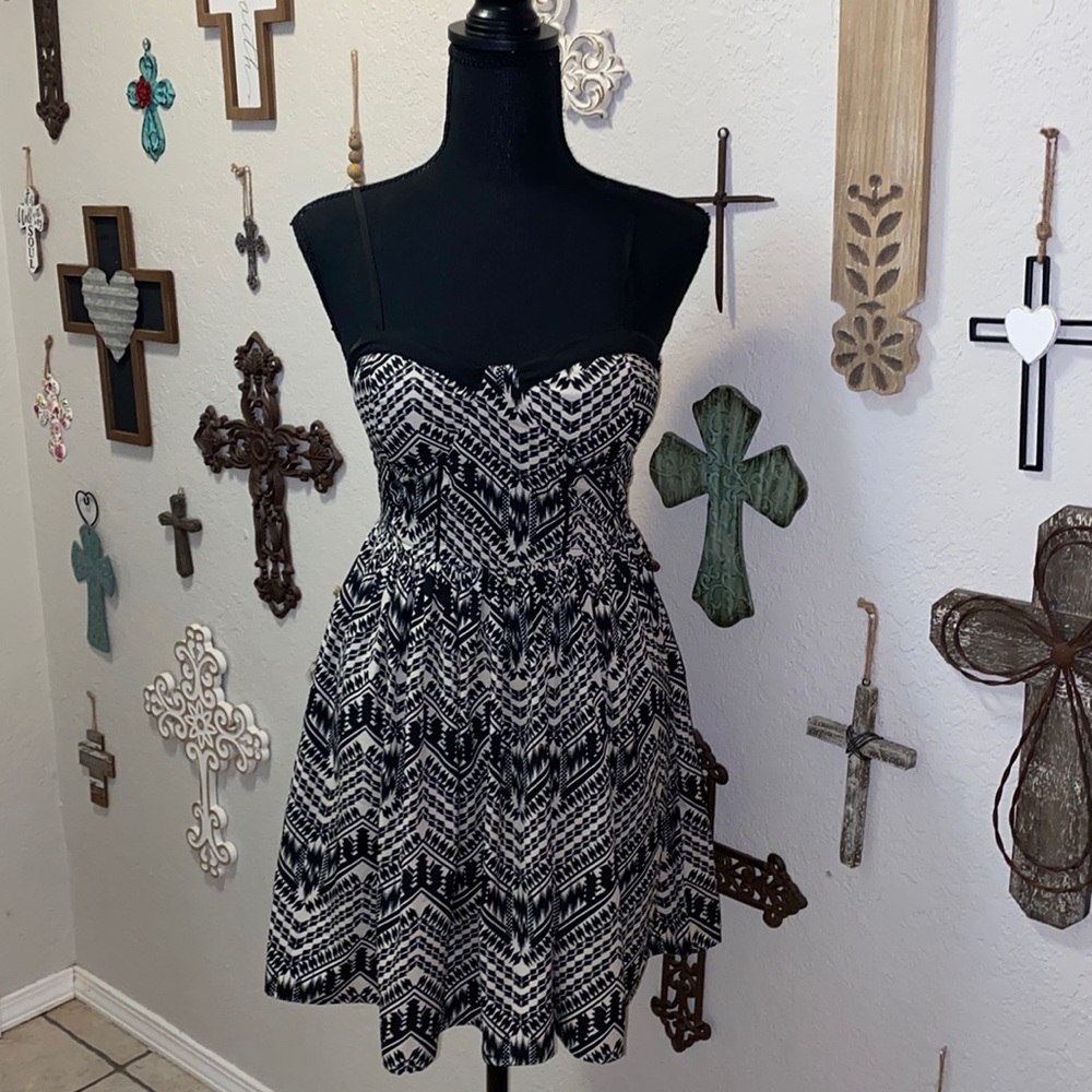 Band of gypsies black and cream dress size xsmall